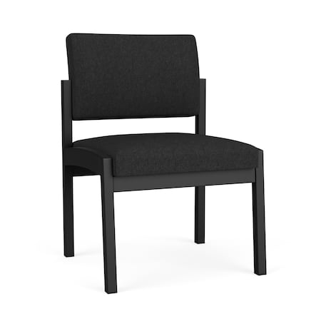Lesro Lenox Steel Armless Guest Chair, Black Seat, Black Back, 22.5 W 24.5 L 32 H, No Arms LS1102